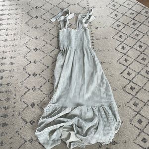 Nothing fits but smocked tie strap gingham dress